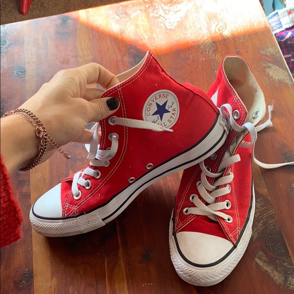 Red high top converse